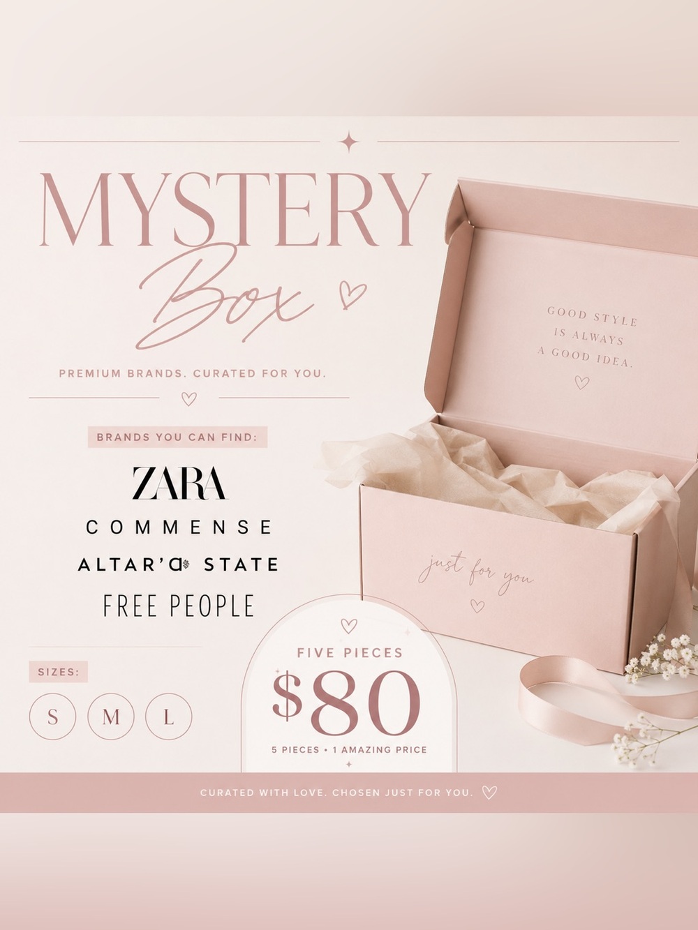 🎀 Fashion Mystery Box | Zara Free People Commense Altar’d State | 5 for $80
